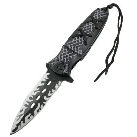 Defender Tactical 7.5" Spring Assisted Knife String Handle Stainless Steel Purple