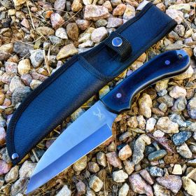 TheBoneEdge Stainless Steel Butcher & Hunting knife All Black Handle w/ sheath