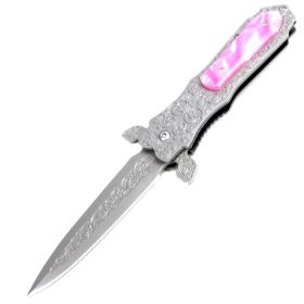 TheBoneEdge 8.5" Medieval Style Spring Assisted Folding Knife Gun Metal Color