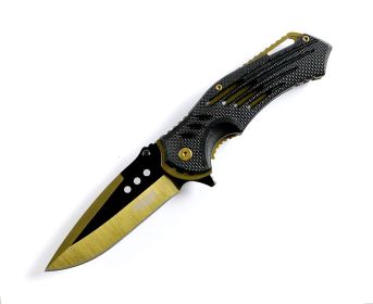 Defender Xtreme Golden 8.75"  Spring Assisted Tactical Folding Knife 3CR13 Steel