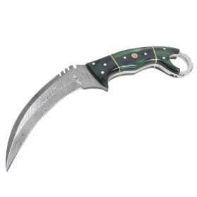 TheBoneEdge 8.5" Damascus Blade Hunting Knife Wood Handle With Leather Sheath