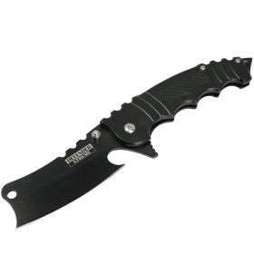 Defender-Xtreme All Black  8.5" Butcher Style Spring Assisted Folding Knife