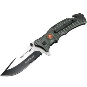 Defender Tactical 8" Spring Assisted Folding Knife Stainless Steel Olive Green