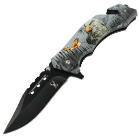 TheBoneEdge 8" Eagle Wildlife Folding Spring Assisted Knife Staineless Steel