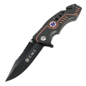Defender 8" Tactical Orange E Spring Assisted Folding Knife 3CR13 Stainless Steel