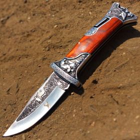 TheBoneEdge 9" Classic Western Folding Knife Stainless Steel Blade Wood Handle