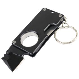 Defender 3.5" Stainless Steel Mini EDC Keychain Folding Knife Survival Tool Black