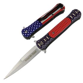 8.5" Spring Assisted Folding Knife Rescue Stainless Steel Unique Art Handle Red