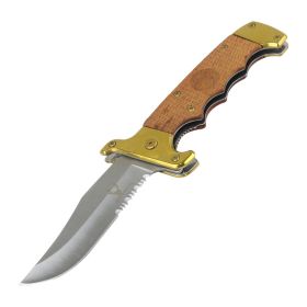 TheBoneEdge 8.75" Wood Handle 3CR13 Stainless Steel Spring Assisted Folding Knife