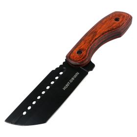 Hunt-Down 7.5" Wood Handle Full Tang Hunting Knife Stainless Steel With Sheath