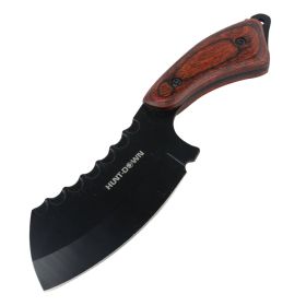 Hunt-Down 7.5" Wood Handle Hunting Knife Full Tang Stainless Steel With Sheath