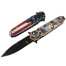 TheBoneEdge 8" Wolf Spring Assisted Folding Knife Tactical Rescue Sharp Knives