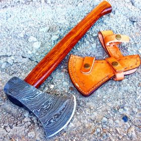 TheBoneEdge 19" Custom Handmade Damascus Steel Throwing Axe Hatchet Wood Handle