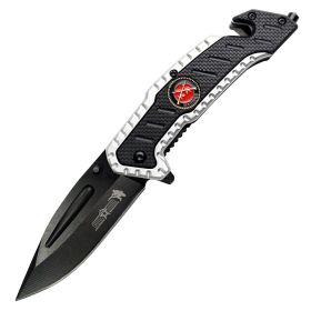 8" Silver & Black Spring Assisted Folding Knife Heavy Duty Steel New