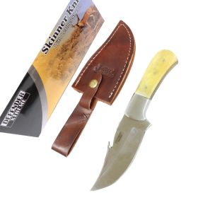 Defender-Xtreme 7.5" Skinner Knife Stainless Steel Fish Hook Blade White Handle