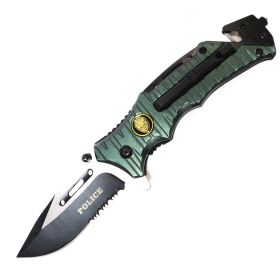 Defender 8" Spring Assisted Knife Stainless Steel With Belt Clip & Fire Strarter