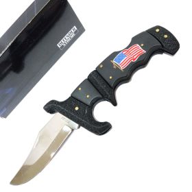 Defender-Xtreme 8.75" Folding Knife USA Flag Handle Stainless Steel With Belt Clip