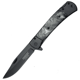 Defender-Xtreme 9" Black Color Acrylic Handle Black Bolster Spring Assisted Folding Knife