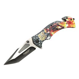 Defender-Xtreme 8" Police Design Handle Two Tone Blade Spring Assisted Folding Knife