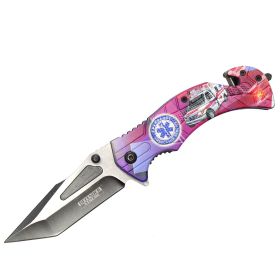 Defender-Xtreme 8" EMS Design Handle Two Tone Blade Spring Assisted Folding Knife