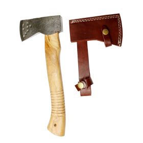 TheBoneEdge 11" Hunting Axe Black Steel Blade Brown Wood Handle With Sheath