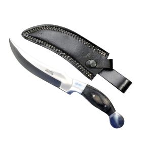 Defender-Xtreme 11" Full Tang Hunting Knife Black Wood Handle and Leather Sheath