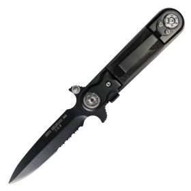 Defender-Xtreme 8" All Black Sharp Blade Spring Assisted Knife Metal Handle with Clip