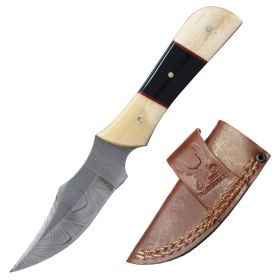 TheBoneEdge 6.5" Black & Yellow Resin Handle Damascus Blade Hunting Knife Hand Made Knife