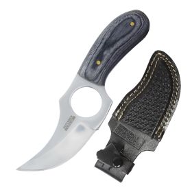 Defender-Xtreme 6" Skinner Knife With Black Wood Handle & Leather Sheath