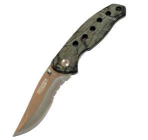 8" Camo Fatigue light Green Dark Green Folding Knife
