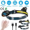 Rechargeable Motion Sensor Head Lamp 6 Light Modes COB XPG Head Light Torch Flashlight 270° Beam IPX5 Waterproof for Fishing Running Camping Hiking