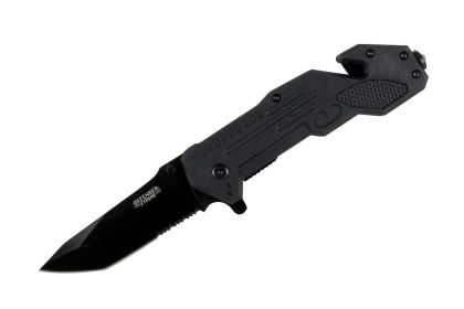 8" Heavy Duty (S/A) Tactical Folding Knife With Belt Cutter