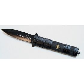 8"  Black Folding Spring Assisted Knife Stainless Steel