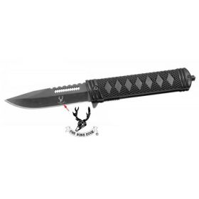 8 1/2" Black Folding Spring Assisted Knife Heavy Duty Steel New w/ a Nice Grip Handle