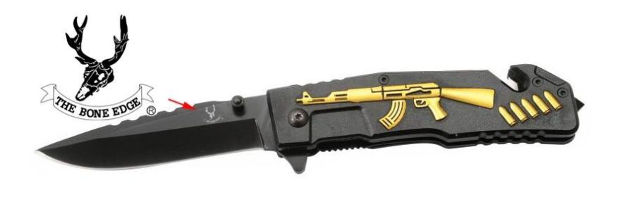 8 1/4" Black Heavy Duty Folding Spring Assisted Knife w/ Gun Design