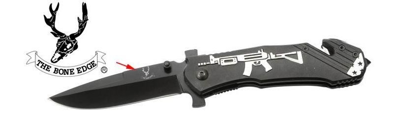 8" All Black Heavy Duty Folding Spring Assisted Knife w/ Gun Design