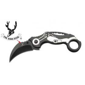 7 1/4" Black & Gray Heavy Duty Folding Spring Assisted Knife w/ a Motorcycle Design