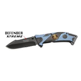 8" Blue & Black Folding Spring Assisted Knife Heavy Duty Steel New w/ Police Plate