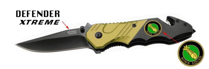 7 5/8"  Brown & Black Folding Knife Heavy Duty Steel New w/ Bomb Squad Plate