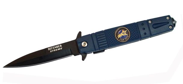 7 3/8" Blue Top Gun Folding Spring Assisted Knife Heavy Duty Steel New