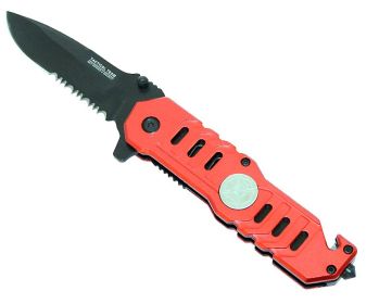 Red 7 1/2" Mini Folding Spring Assisted Knife with Clip