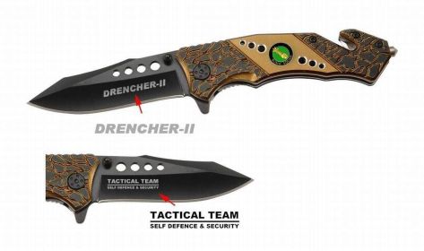 8"  Folding Knife Gold Color Aluminum Handle