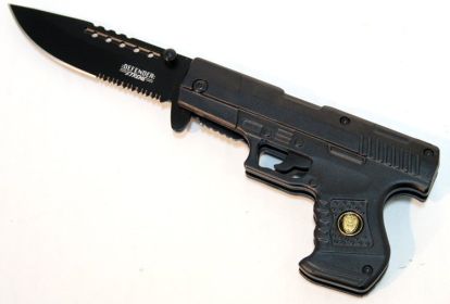 8" Spring Assisted Gun Style Knife with Belt Clip