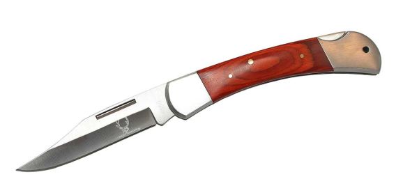 8.5" Heavy Duty Metal With Wood Handle Folding Knife