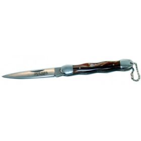 7.5" Folding Knife Brown Metal Handle With Chain