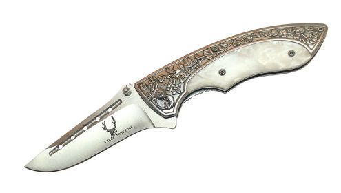 7.5" Spring Assisted Mother of Pearl Satin Blade Knife with Clip