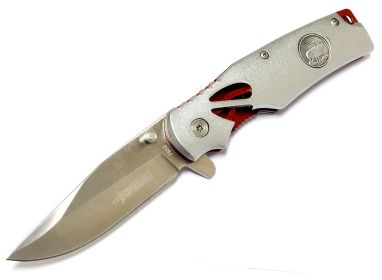 8" Defender Grey Folding Spring Assisted Knife with Belt Clip