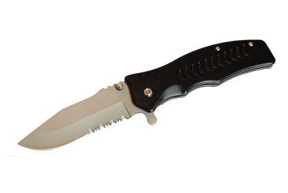 8" Serrated Black Tactical Spring Assisted Knife Handle Stainless Steel with Belt Clip