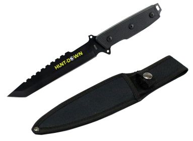 12" Hunt Down Black Tanto Blade Hunting Knife