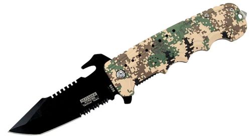 9" Spring Assisted Digital Beige camo Handle Knife with Bottle Opener